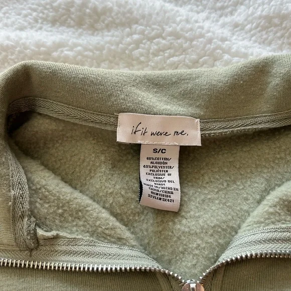 “If it were me” 3/4 zip light green sweatshirt - Picture 3 of 3